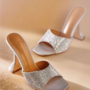 Elegant Silver Heeled Mules